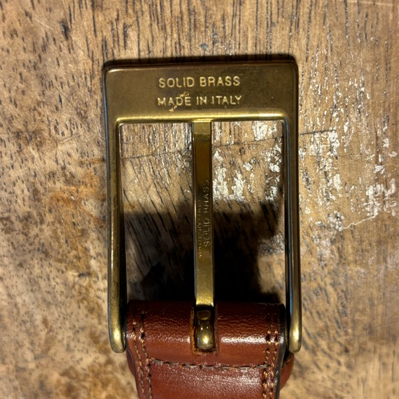 Italian Leather Belt with Brass Buckle Brown 34/85 - Picture 11 of 13